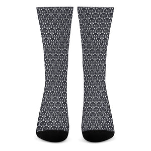 Cute Black Cat Pattern Print Crew Socks