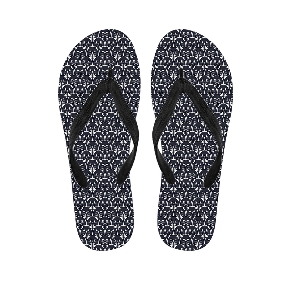 Cute Black Cat Pattern Print Flip Flops