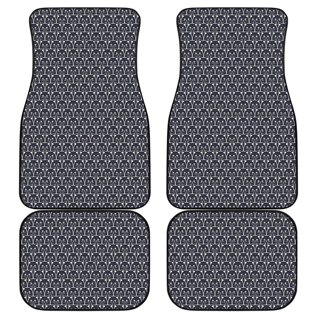 Cute Black Cat Pattern Print Front and Back Car Floor Mats
