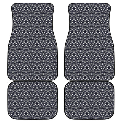 Cute Black Cat Pattern Print Front and Back Car Floor Mats