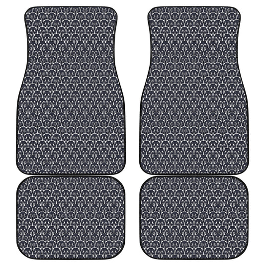 Cute Black Cat Pattern Print Front and Back Car Floor Mats