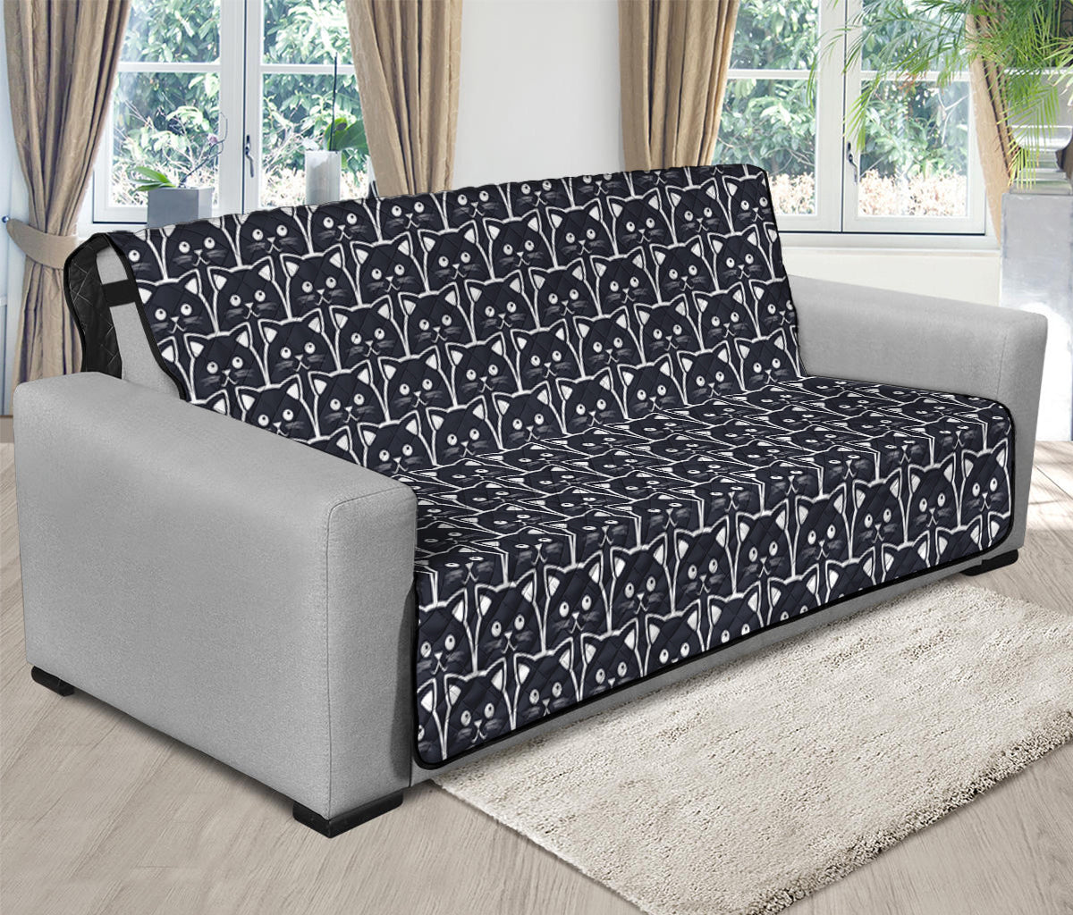 Cute Black Cat Pattern Print Futon Protector