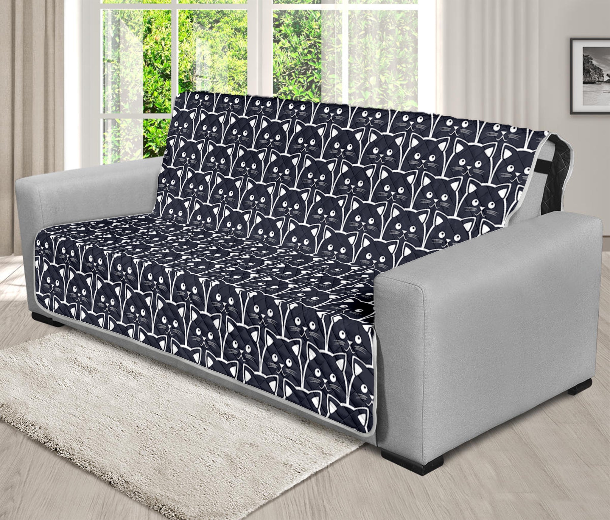 Cute Black Cat Pattern Print Futon Protector