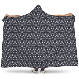 Cute Black Cat Pattern Print Hooded Blanket