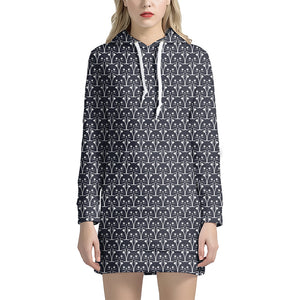 Cute Black Cat Pattern Print Hoodie Dress