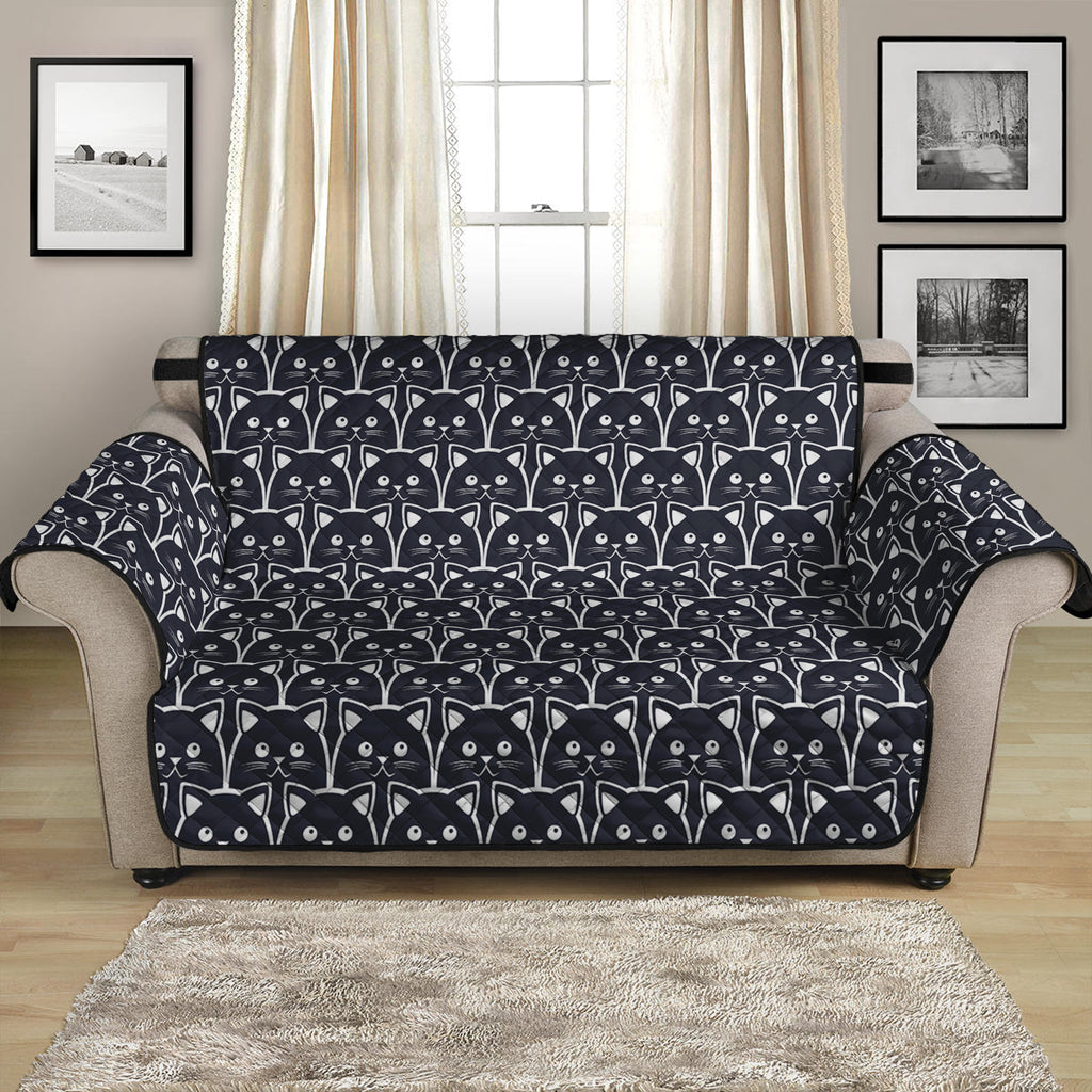 Cute Black Cat Pattern Print Loveseat Protector