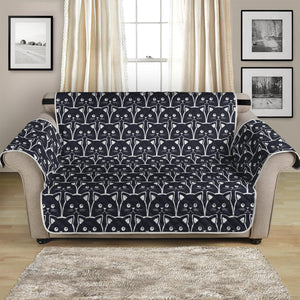 Cute Black Cat Pattern Print Loveseat Protector