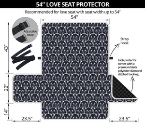 Cute Black Cat Pattern Print Loveseat Protector