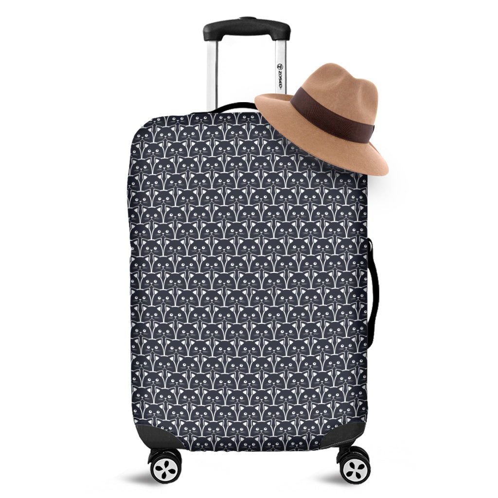 Cute Black Cat Pattern Print Luggage Cover