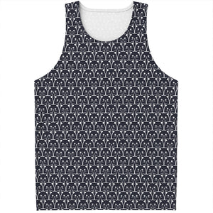 Cute Black Cat Pattern Print Men's Tank Top