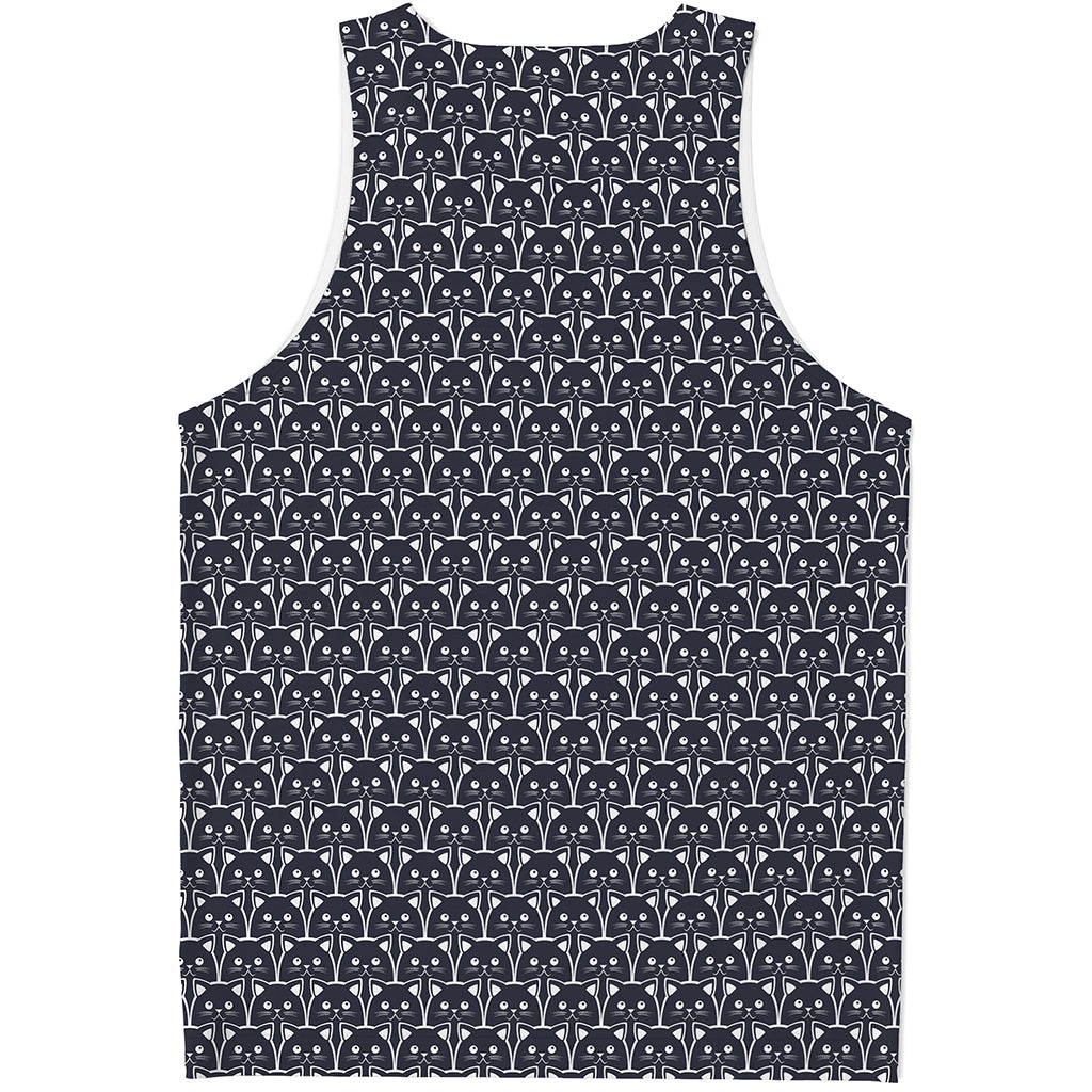 Cute Black Cat Pattern Print Men's Tank Top