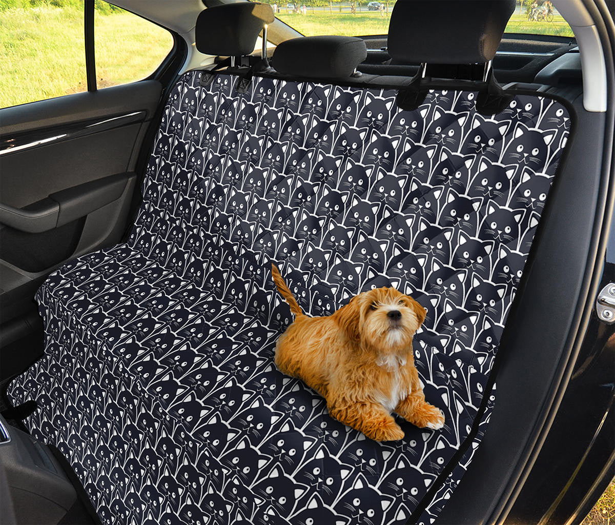 Cute Black Cat Pattern Print Pet Car Back Seat Cover