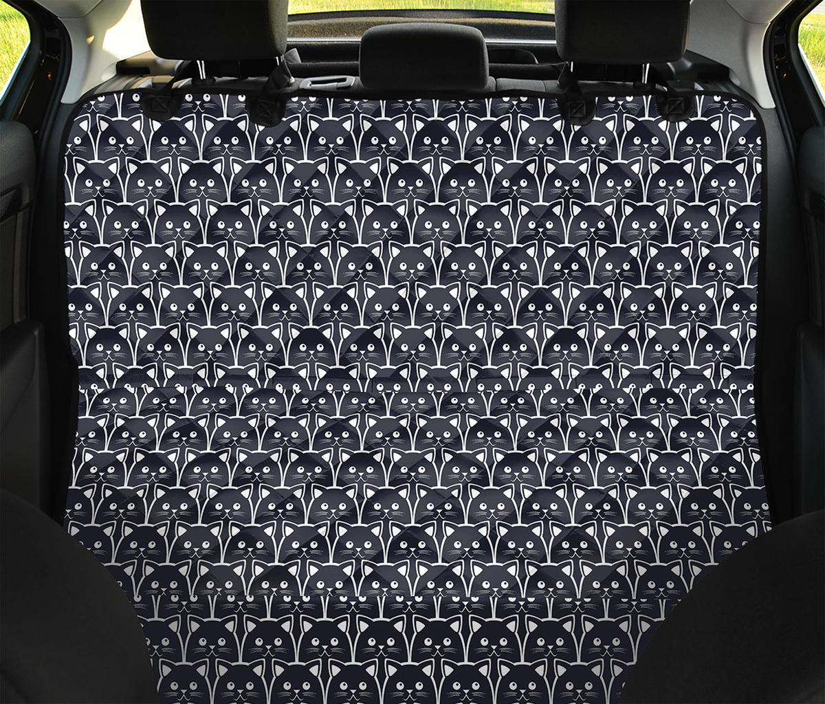 Cute Black Cat Pattern Print Pet Car Back Seat Cover