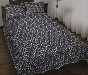 Cute Black Cat Pattern Print Quilt Bed Set