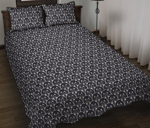 Cute Black Cat Pattern Print Quilt Bed Set