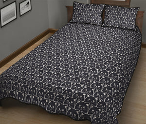 Cute Black Cat Pattern Print Quilt Bed Set