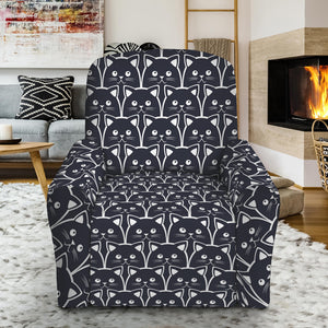 Cute Black Cat Pattern Print Recliner Slipcover