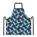 Cute Blue T-Rex Dinosaur Pattern Print Apron