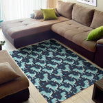 Cute Blue T-Rex Dinosaur Pattern Print Area Rug