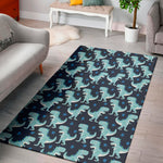 Cute Blue T-Rex Dinosaur Pattern Print Area Rug