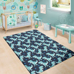 Cute Blue T-Rex Dinosaur Pattern Print Area Rug