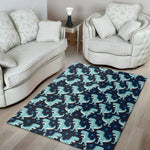 Cute Blue T-Rex Dinosaur Pattern Print Area Rug