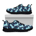 Cute Blue T-Rex Dinosaur Pattern Print Black Running Shoes