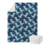 Cute Blue T-Rex Dinosaur Pattern Print Blanket