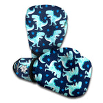 Cute Blue T-Rex Dinosaur Pattern Print Boxing Gloves