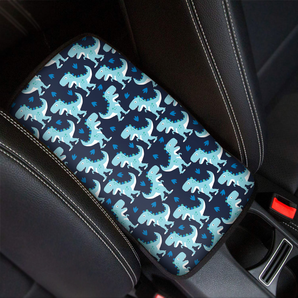 Cute Blue T-Rex Dinosaur Pattern Print Car Center Console Cover