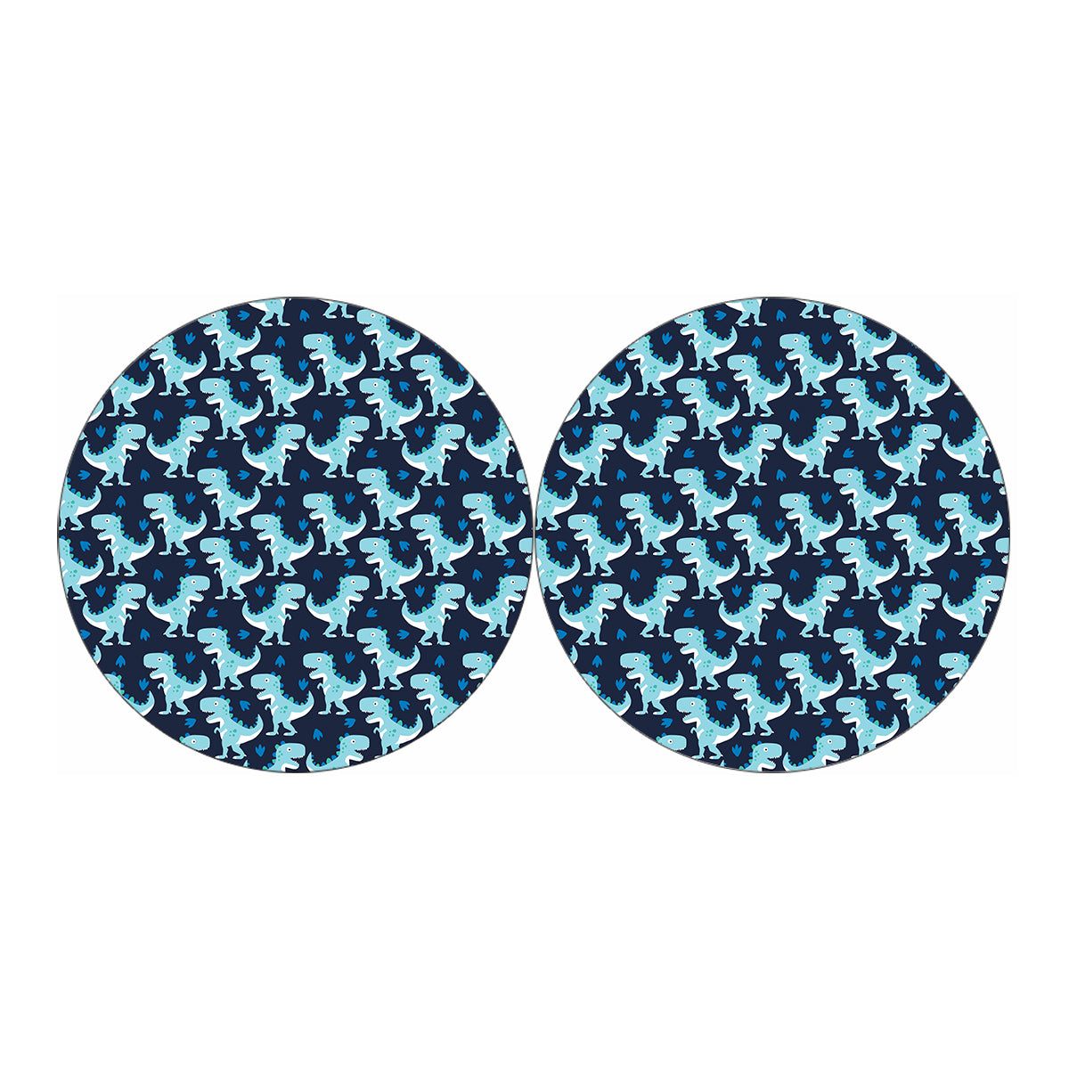 Cute Blue T-Rex Dinosaur Pattern Print Car Coasters