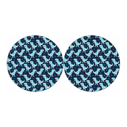 Cute Blue T-Rex Dinosaur Pattern Print Car Coasters