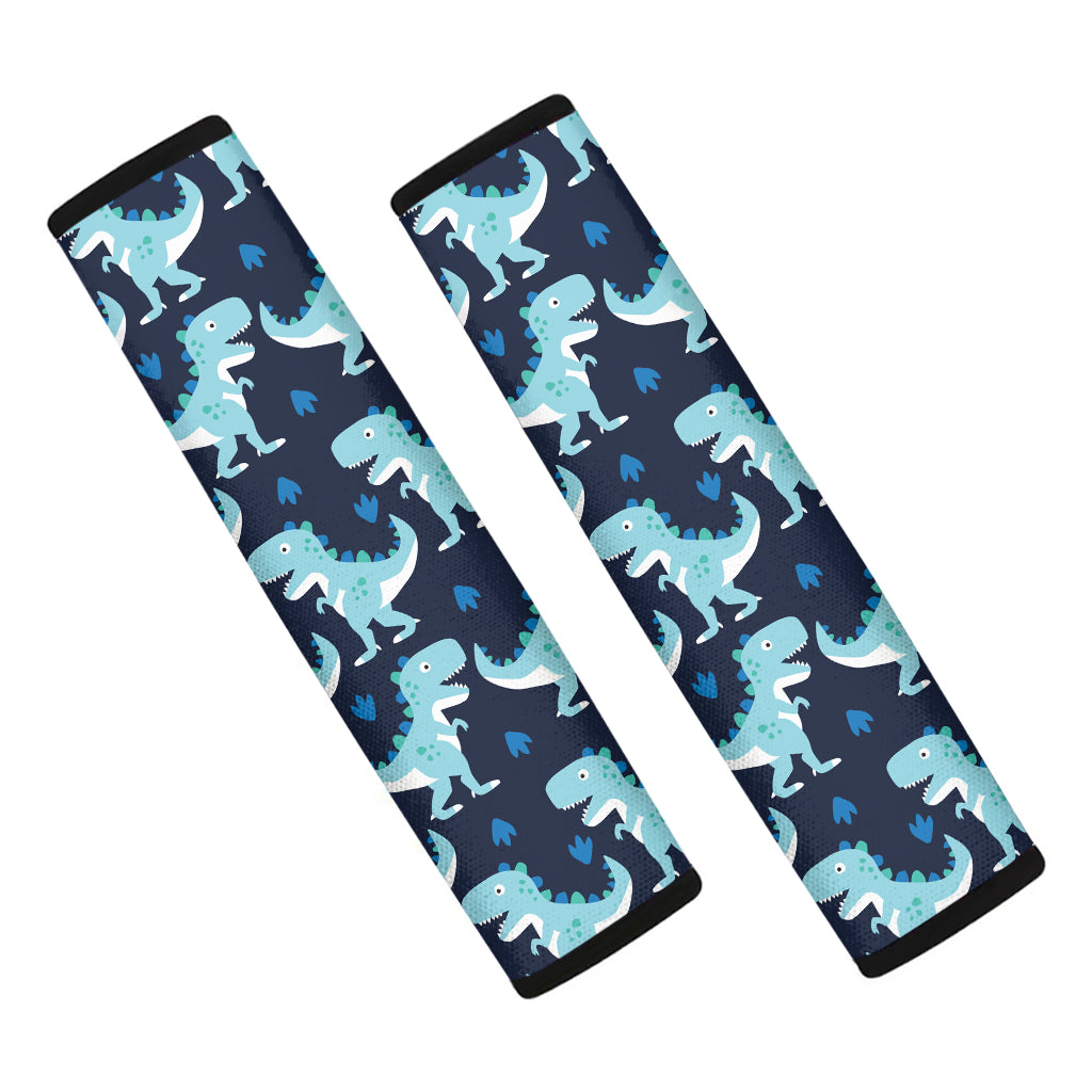 Cute Blue T-Rex Dinosaur Pattern Print Car Seat Belt Covers