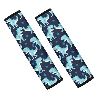 Cute Blue T-Rex Dinosaur Pattern Print Car Seat Belt Covers