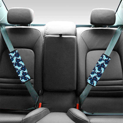 Cute Blue T-Rex Dinosaur Pattern Print Car Seat Belt Covers