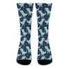 Cute Blue T-Rex Dinosaur Pattern Print Crew Socks