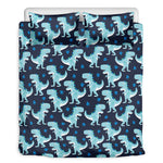Cute Blue T-Rex Dinosaur Pattern Print Duvet Cover Bedding Set