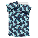 Cute Blue T-Rex Dinosaur Pattern Print Duvet Cover Bedding Set