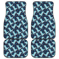 Cute Blue T-Rex Dinosaur Pattern Print Front and Back Car Floor Mats