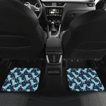Cute Blue T-Rex Dinosaur Pattern Print Front and Back Car Floor Mats