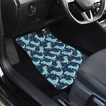 Cute Blue T-Rex Dinosaur Pattern Print Front and Back Car Floor Mats