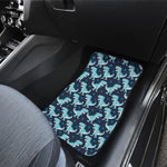 Cute Blue T-Rex Dinosaur Pattern Print Front and Back Car Floor Mats