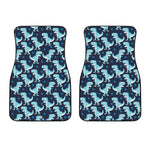 Cute Blue T-Rex Dinosaur Pattern Print Front Car Floor Mats