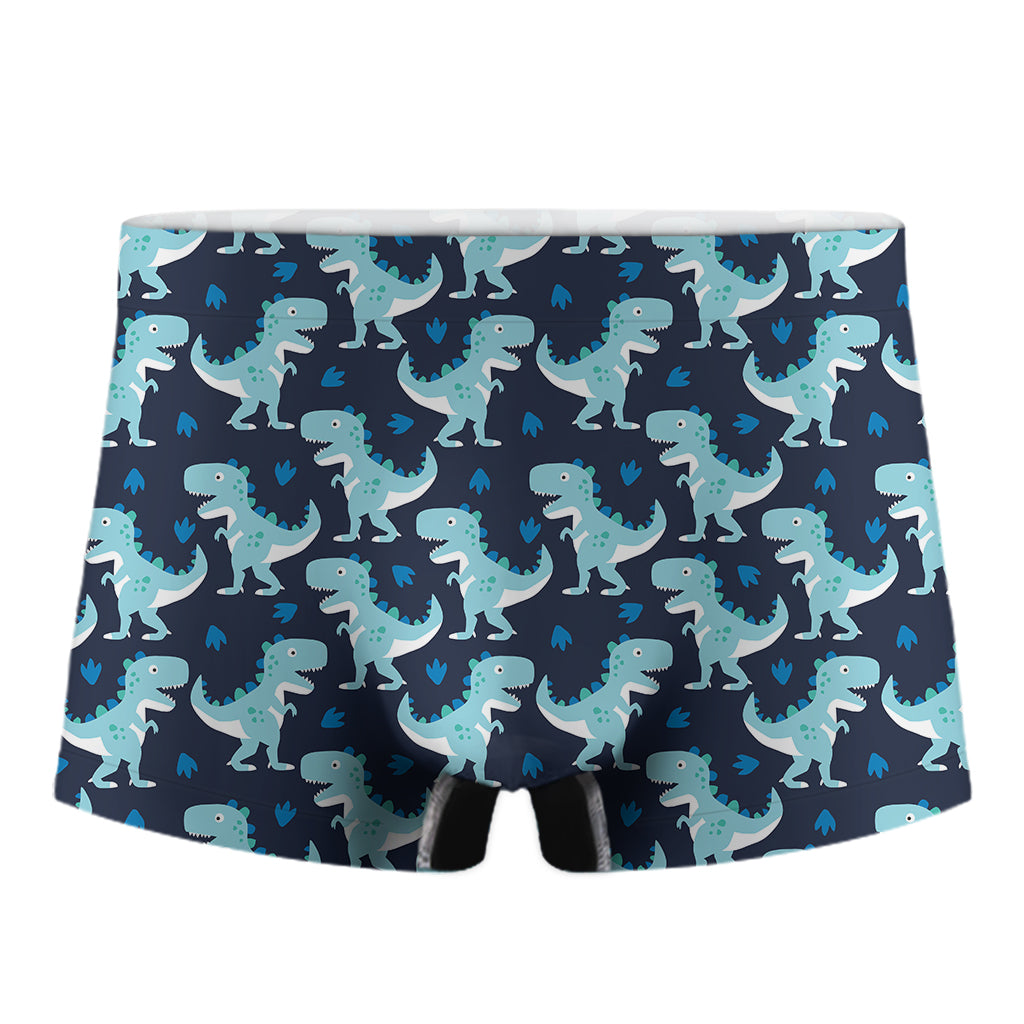 Cute Blue T-Rex Dinosaur Pattern Print Men's Boxer Briefs