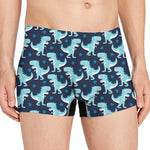 Cute Blue T-Rex Dinosaur Pattern Print Men's Boxer Briefs