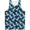 Cute Blue T-Rex Dinosaur Pattern Print Men's Tank Top