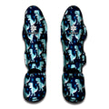 Cute Blue T-Rex Dinosaur Pattern Print Muay Thai Shin Guards