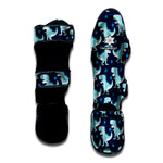 Cute Blue T-Rex Dinosaur Pattern Print Muay Thai Shin Guard