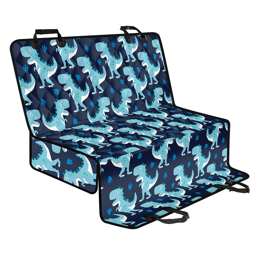 Cute Blue T-Rex Dinosaur Pattern Print Pet Car Back Seat Cover