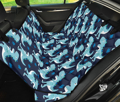 Cute Blue T-Rex Dinosaur Pattern Print Pet Car Back Seat Cover